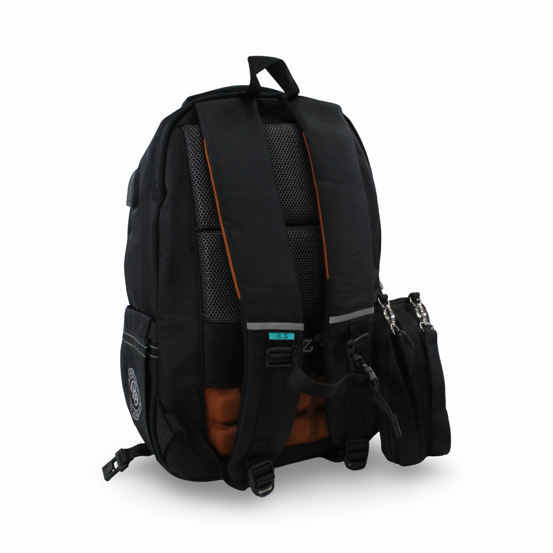 BZ Backpack 20 Inches with Trolley Sleeve + Pencil Case – Burgundy & Black