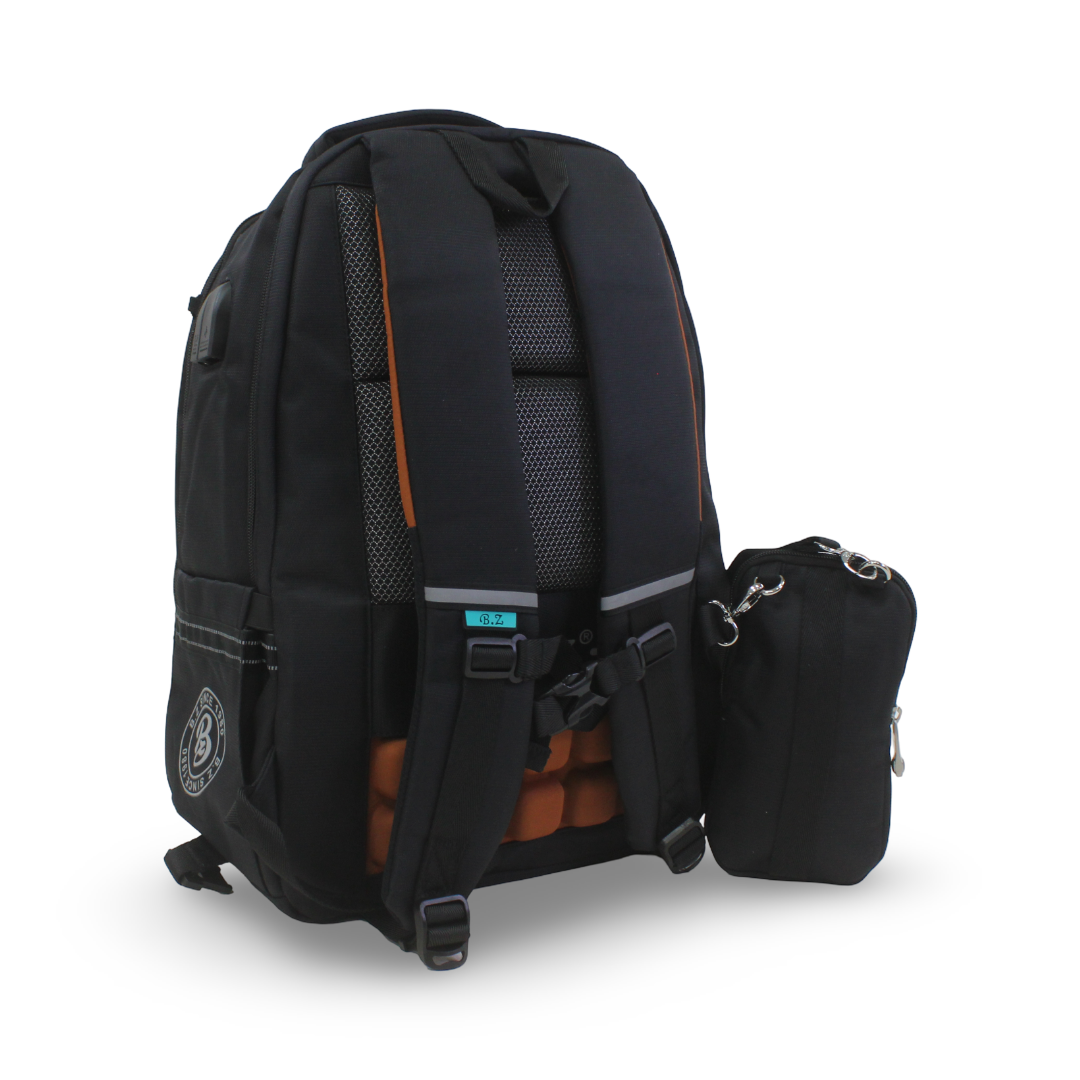 BZ Backpack with Trolley Sleeve 20 Inches + Pencil Case – Grey & Black
