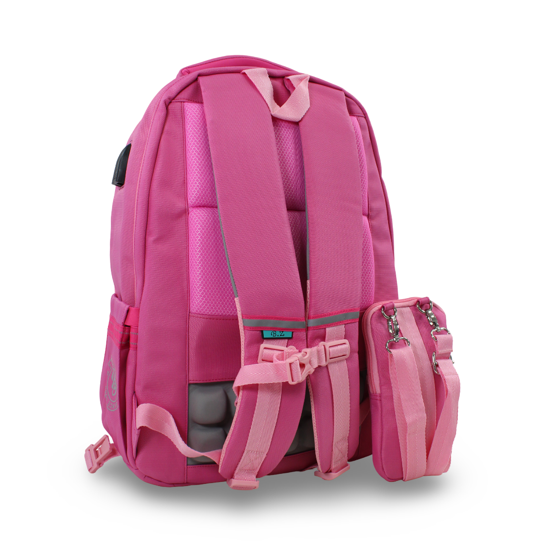 BZ Backpack 20 Inches with Trolley Sleeve + Pencil Case – Pink