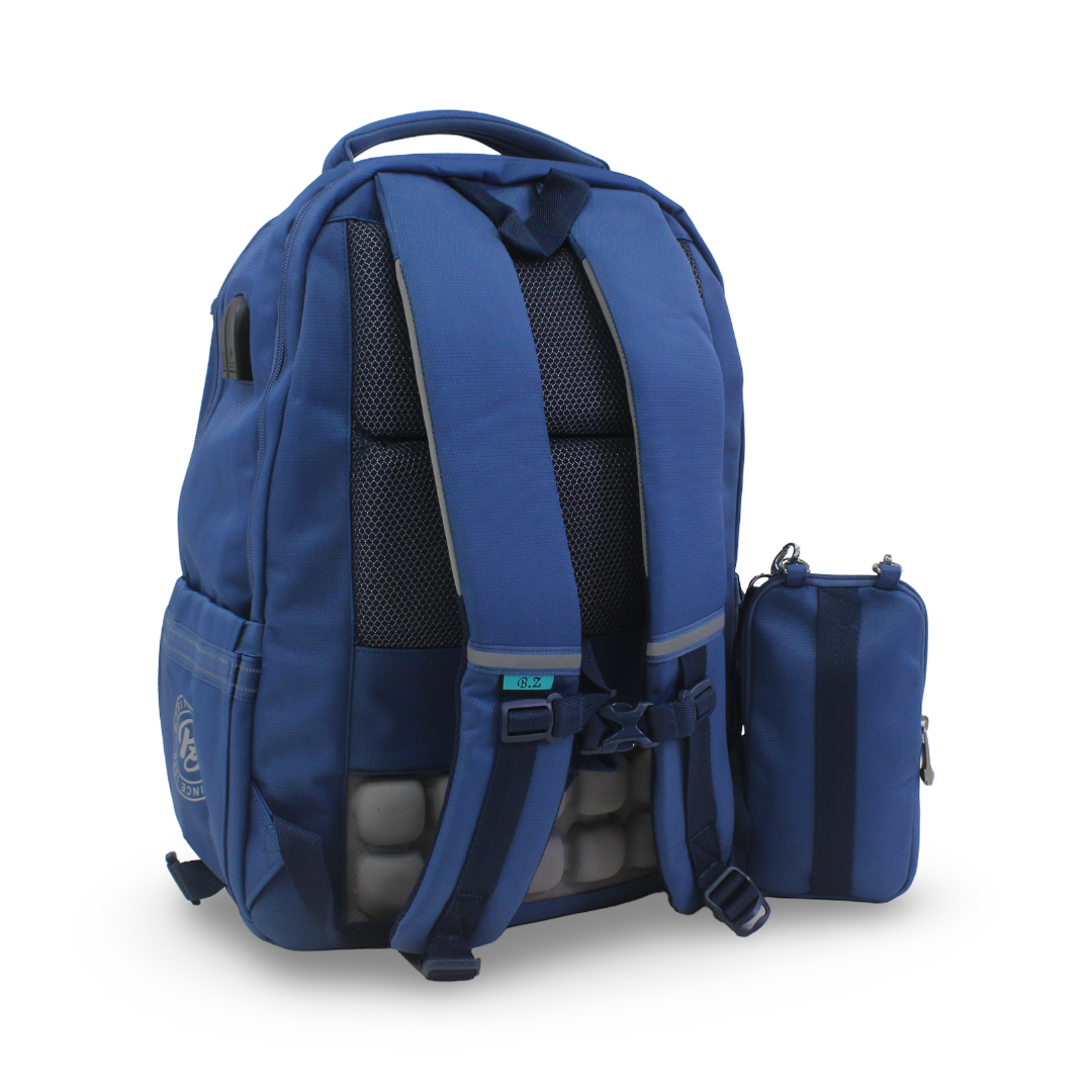 BZ Backpack with Trolley Sleeve 20 Inches + Pencil Case – Blue