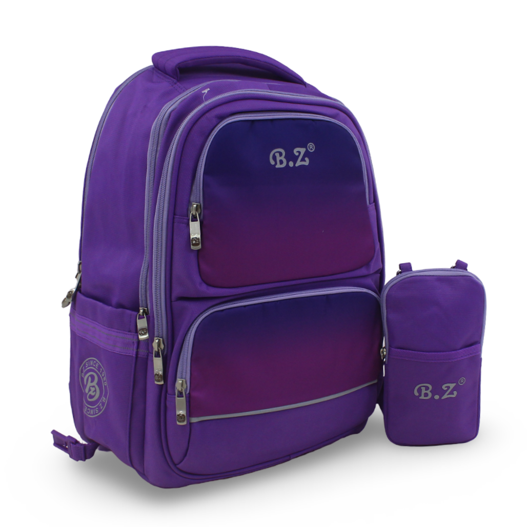 BZ Backpack with Trolley Sleeve 20 Inches + Pencil Case – Dark Purple
