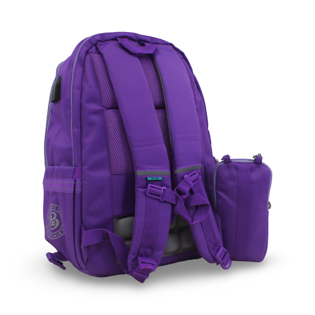 BZ Backpack with Trolley Sleeve 20 Inches + Pencil Case – Dark Purple