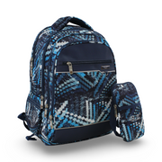 BZ Zigzag Backpack 20 Inches with Trolley Sleeve + Pencil Case – Navy
