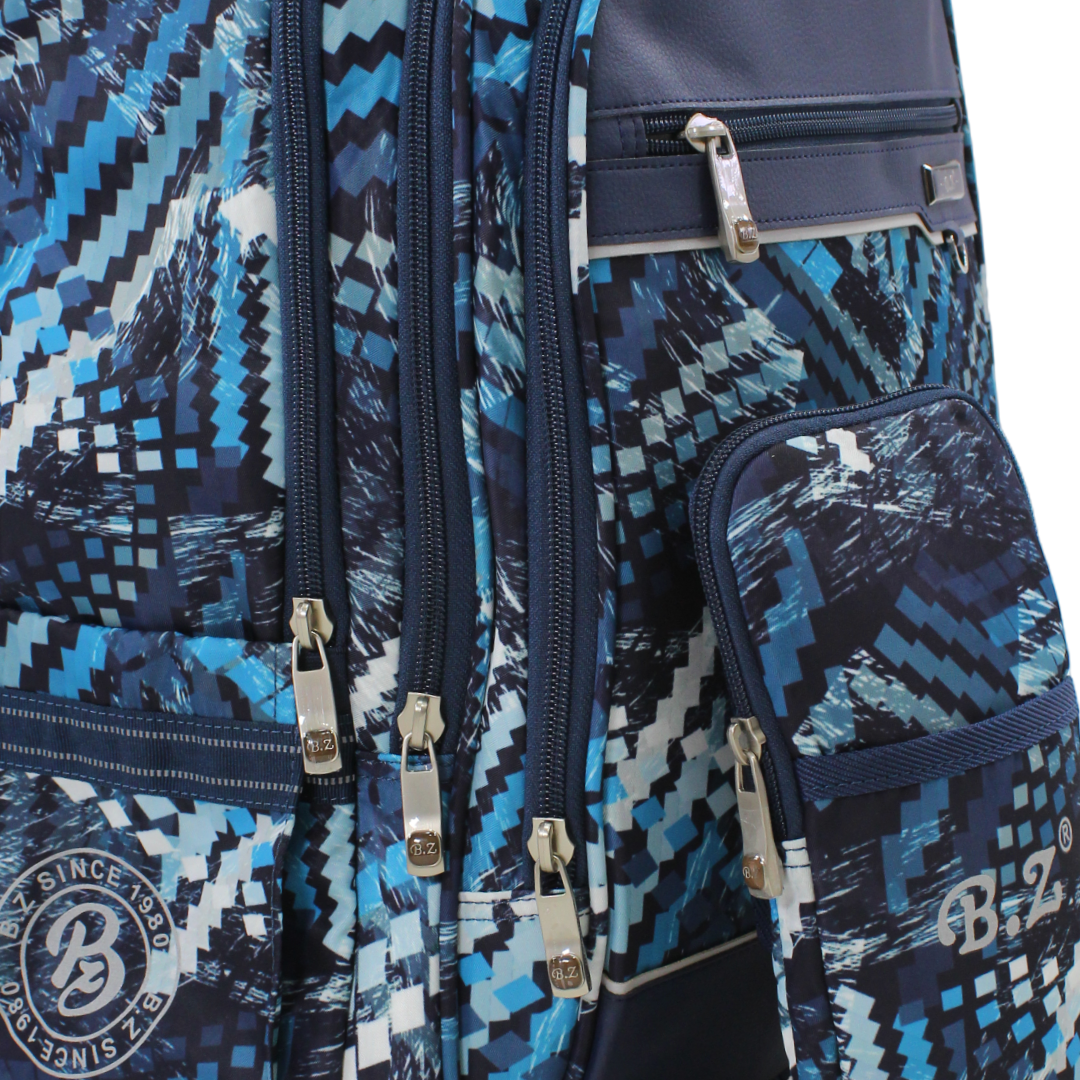 BZ Zigzag Backpack 20 Inches with Trolley Sleeve + Pencil Case – Navy