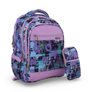 BZ Litters Backpack 20 Inches with Trolley Sleeve + Pencil Case – Purple