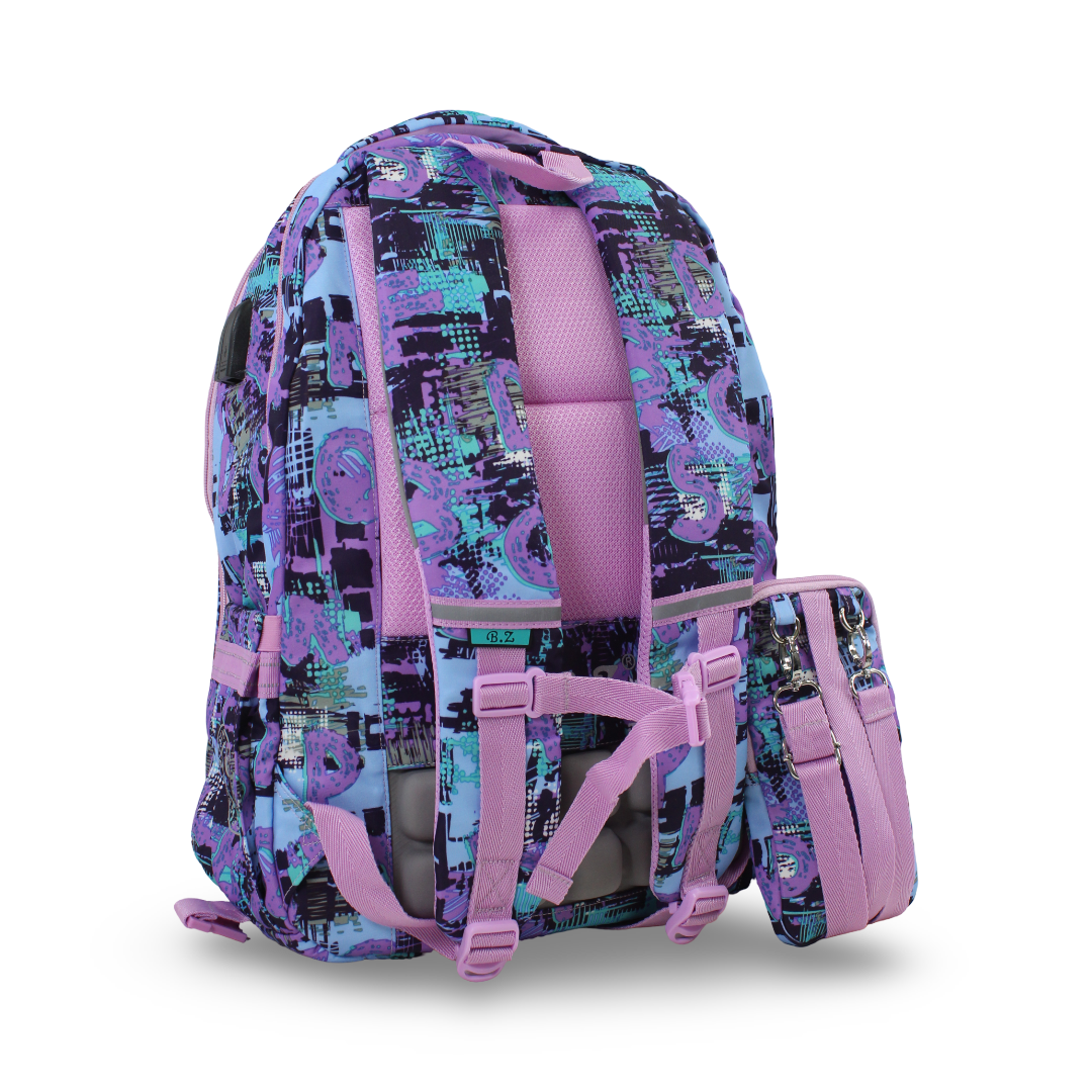 BZ Litters Backpack 20 Inches with Trolley Sleeve + Pencil Case – Purple