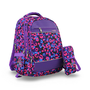 BZ Leopard Backpack 20 Inches with Trolley Sleeve + Pencil Case – Purple