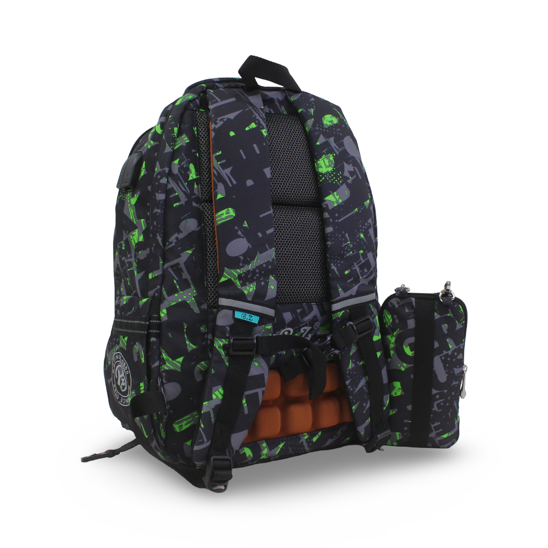 BZ Litters Backpack with Trolley Sleeve 20 Inches + Pencil Case – Black