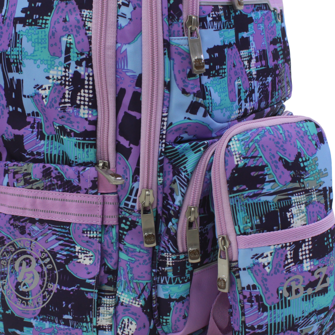 BZ Litters Backpack with Trolley Sleeve 20 Inches + Pencil Case – Purple
