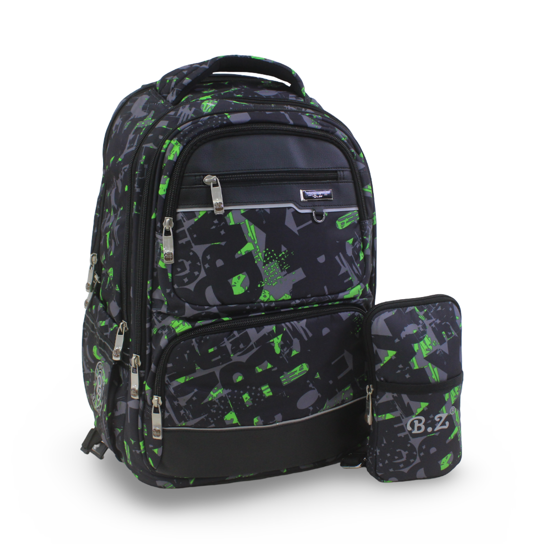 BZ Litters Backpack with Trolley Sleeve 20 Inches + Pencil Case – Black