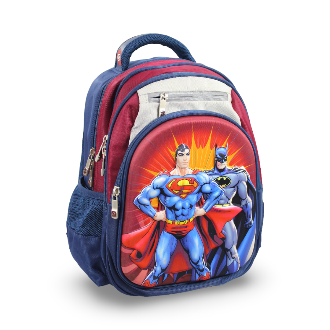 BZ Super-Man & Batman Backpack 16.5 Inches – Burgundy & Navy - School - BZ-SCHOOL