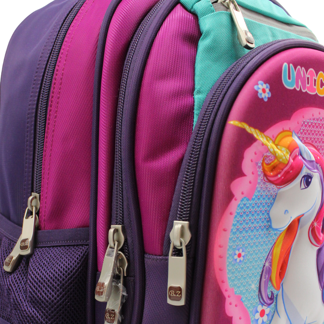 BZ Unicorn Trolley Bag 15 Inches – Purple & Fuchsia