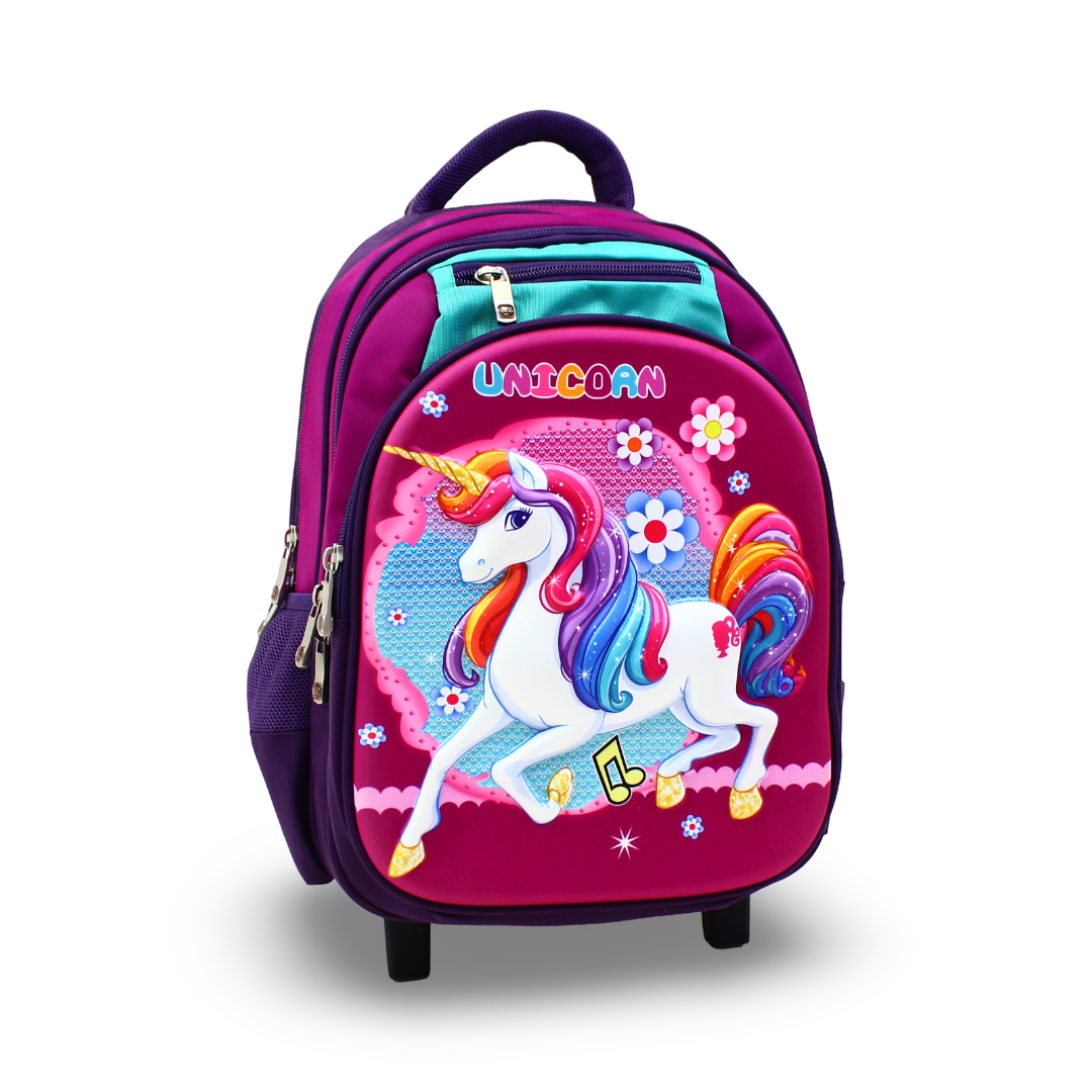 BZ Unicorn Trolley Bag 16.5 Inches – Fuchsia & Purple