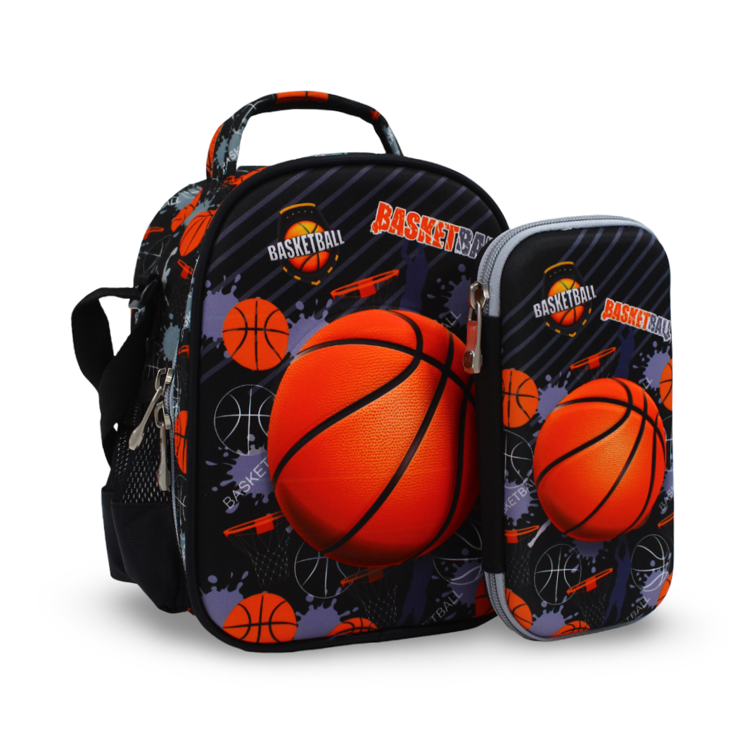 BZ Basketball School Set (Lunch Bag + Pencil Case) – Black - BZ-SCHOOL
