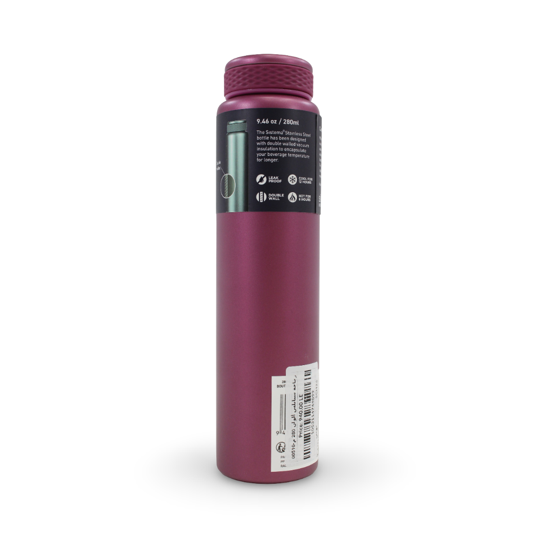 Sistema Stainless Steel Water Bottle 280ml – Purple