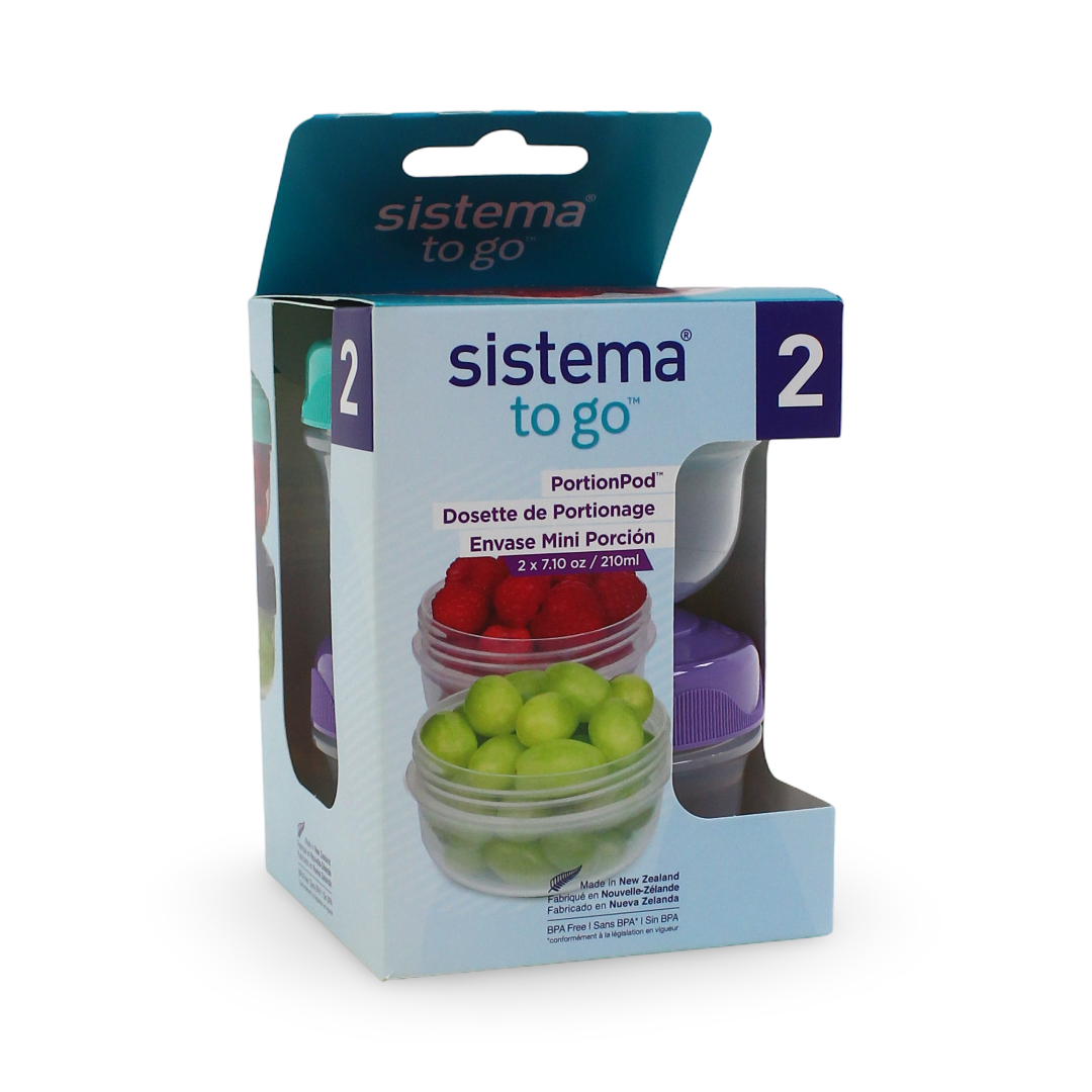 Sistema To Go Portion Pod Small Food Storage 210ml – Purple & Aqua