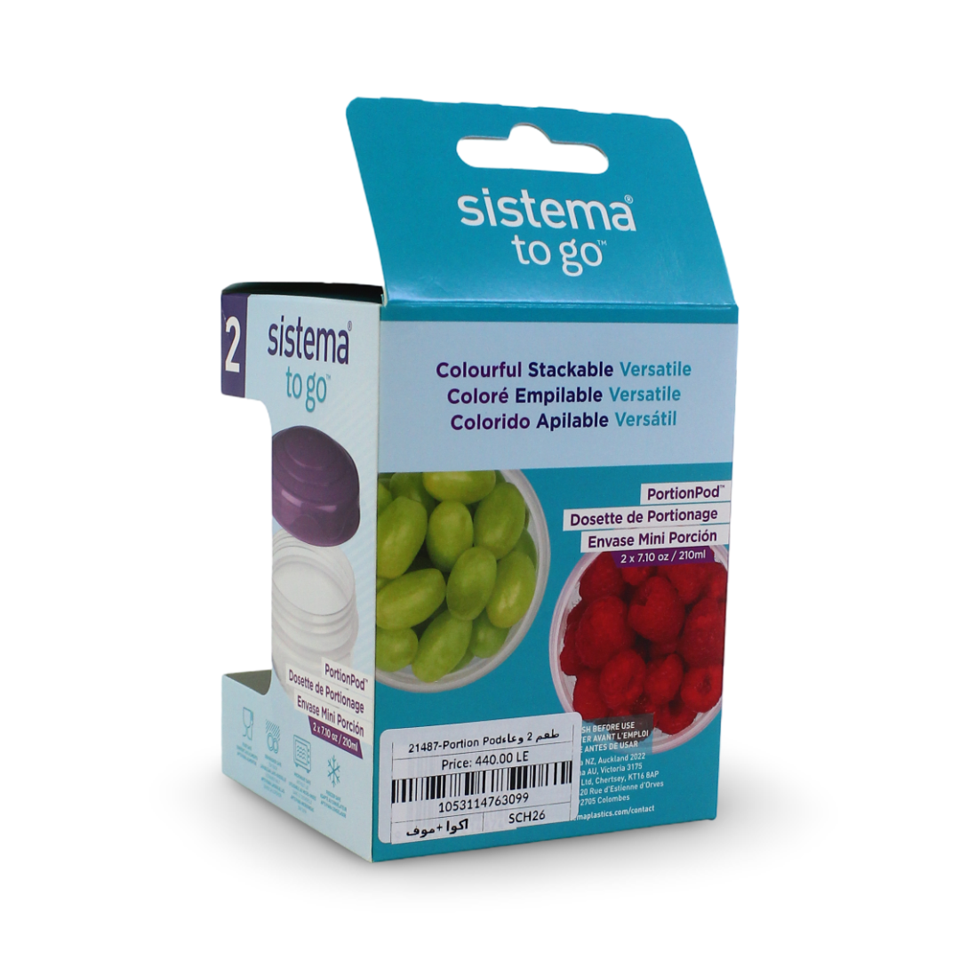 Sistema To Go Portion Pod Small Food Storage 210ml – Purple & Aqua
