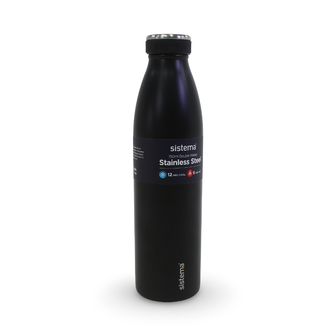 Sistema Stainless Steel Water Bottle 750ml – Black