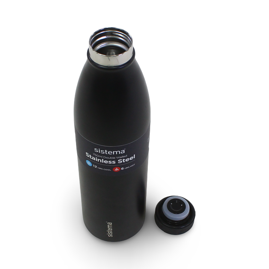 Sistema Stainless Steel Water Bottle 750ml – Black