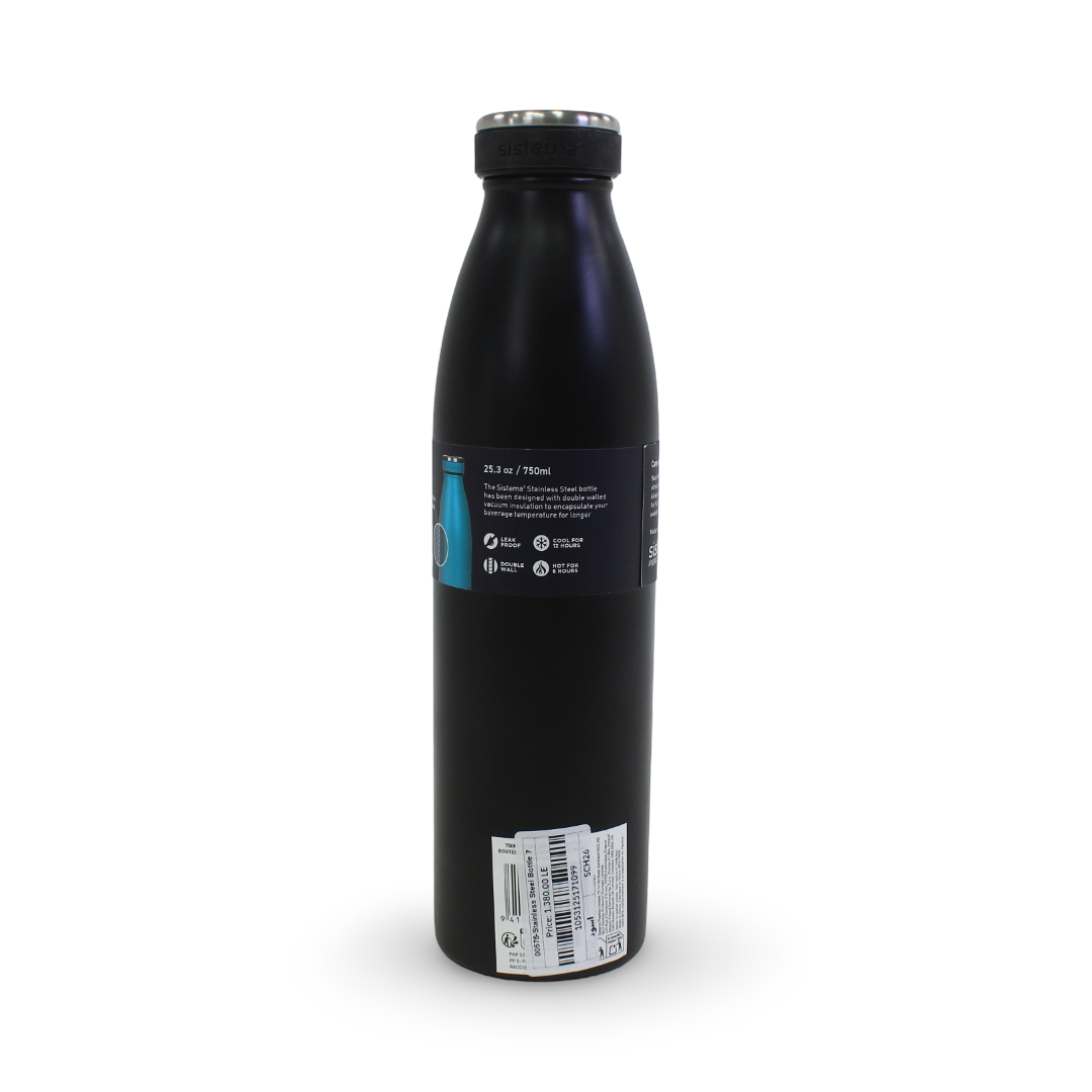 Sistema Stainless Steel Water Bottle 750ml – Black