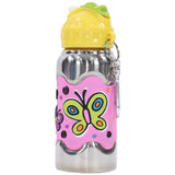 Stainless Steel Slide Out Straw Bottle 400ml (Butterflies) - Ourkids - OKO