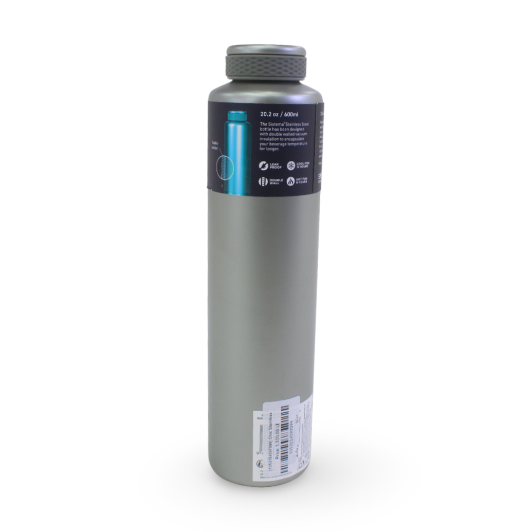 Sistema Chic Stainless Steel Insulated Bottle 600ml – Grey