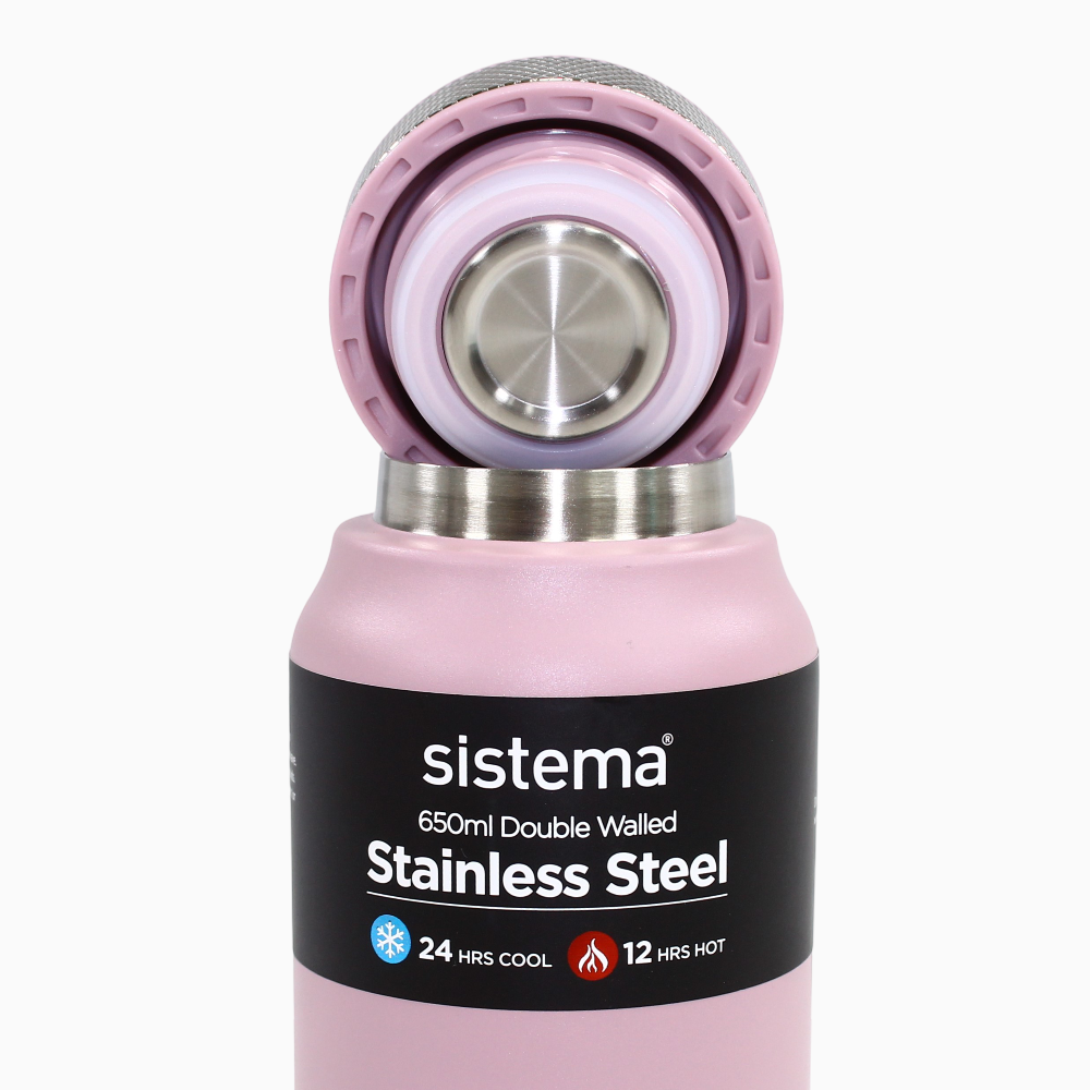 Sistema Stainless Steel Water Bottle – Pink