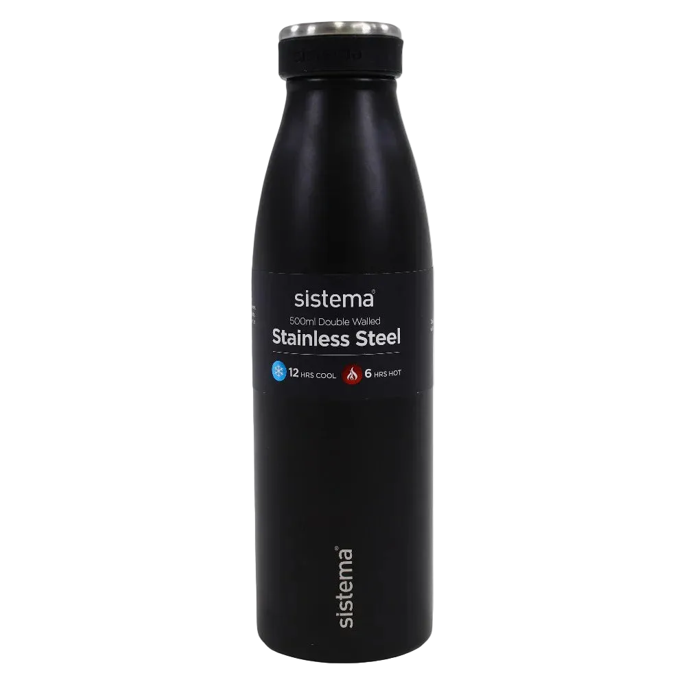 Sistema Stainless Steel Insulated Bottle 500ml – Black - School