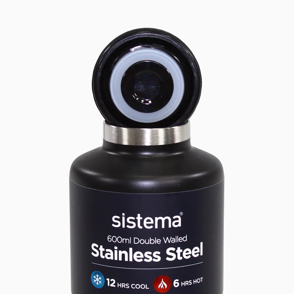 Sistema Insulated Bottle – Stainlees Steel Black 600ml