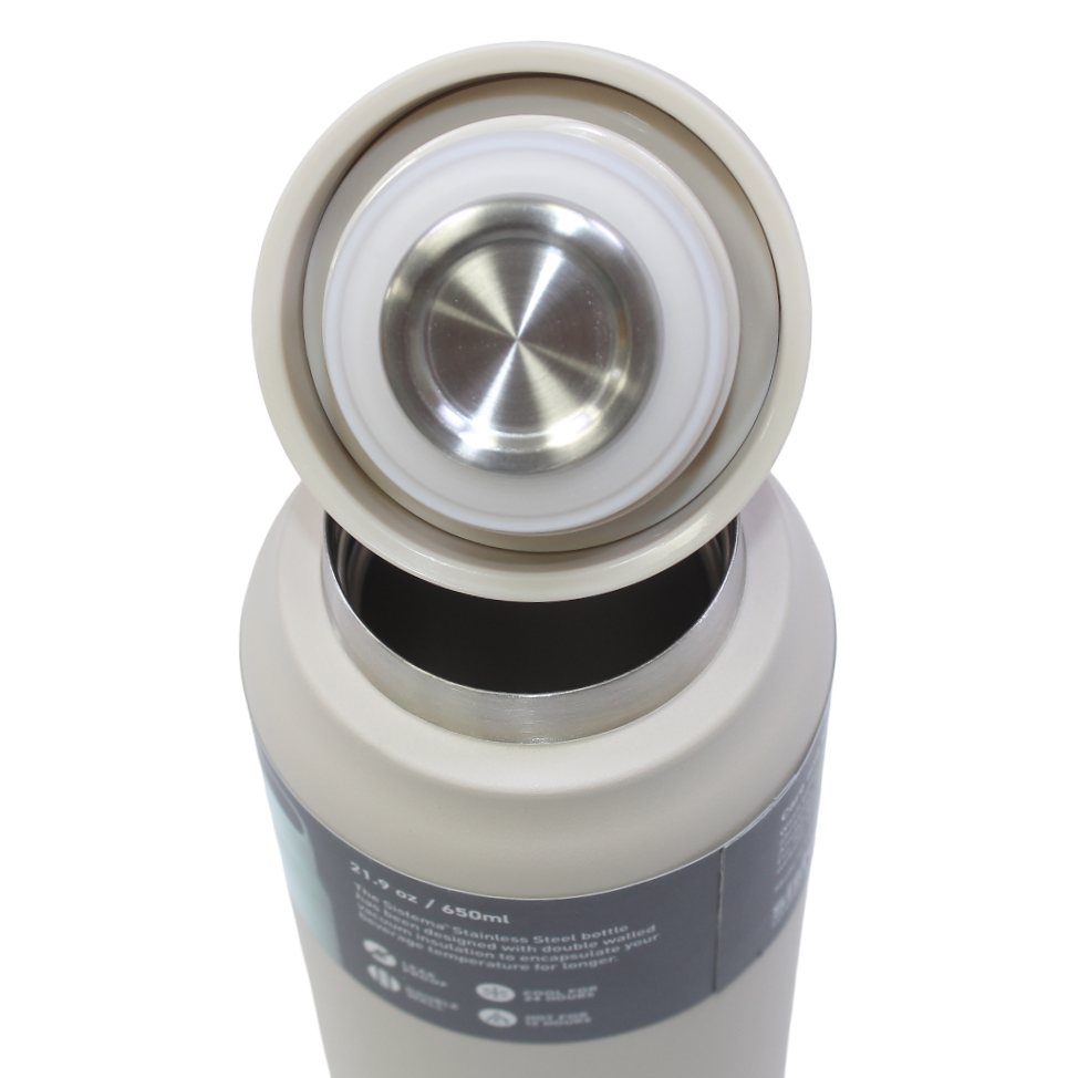 Sistema Double Walled Stainless Steel Water Bottle – Beige (650ml)