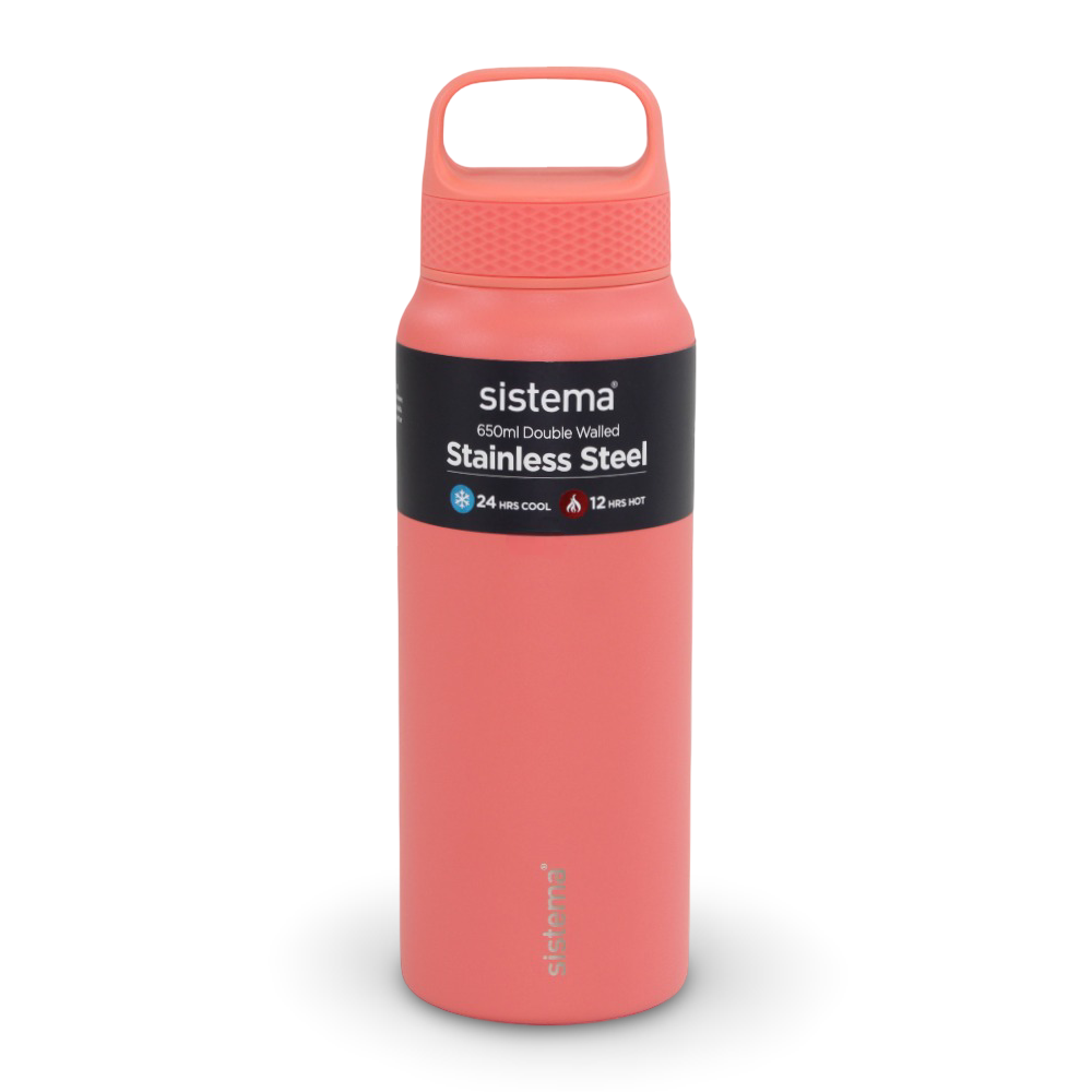 Sistema Double Walled Stainless Steel Water Bottle – Salmon ( 650ml ) - School