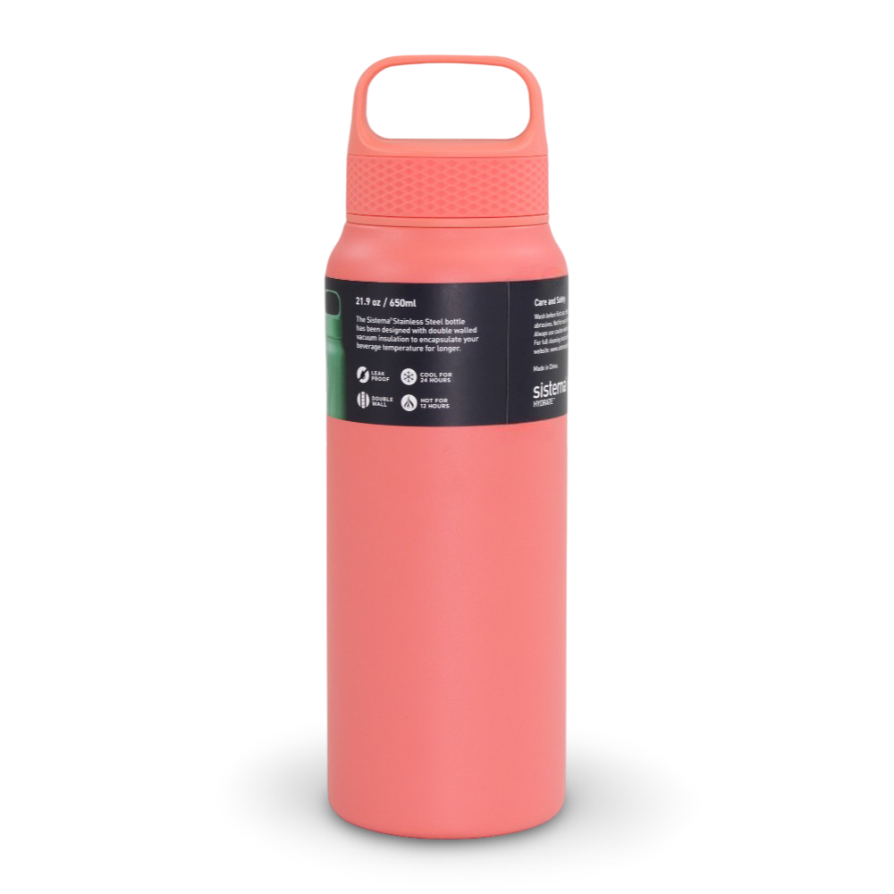 Sistema Double Walled Stainless Steel Water Bottle – Salmon ( 650ml )
