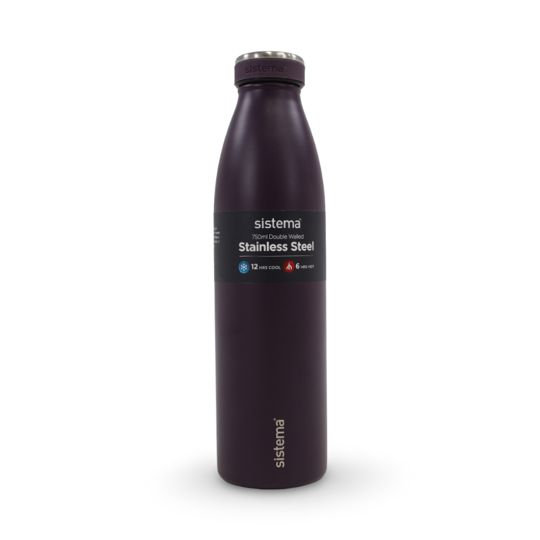 Sistema Double-Walled Stainless Steel Water Bottle 750ml – Purple - School