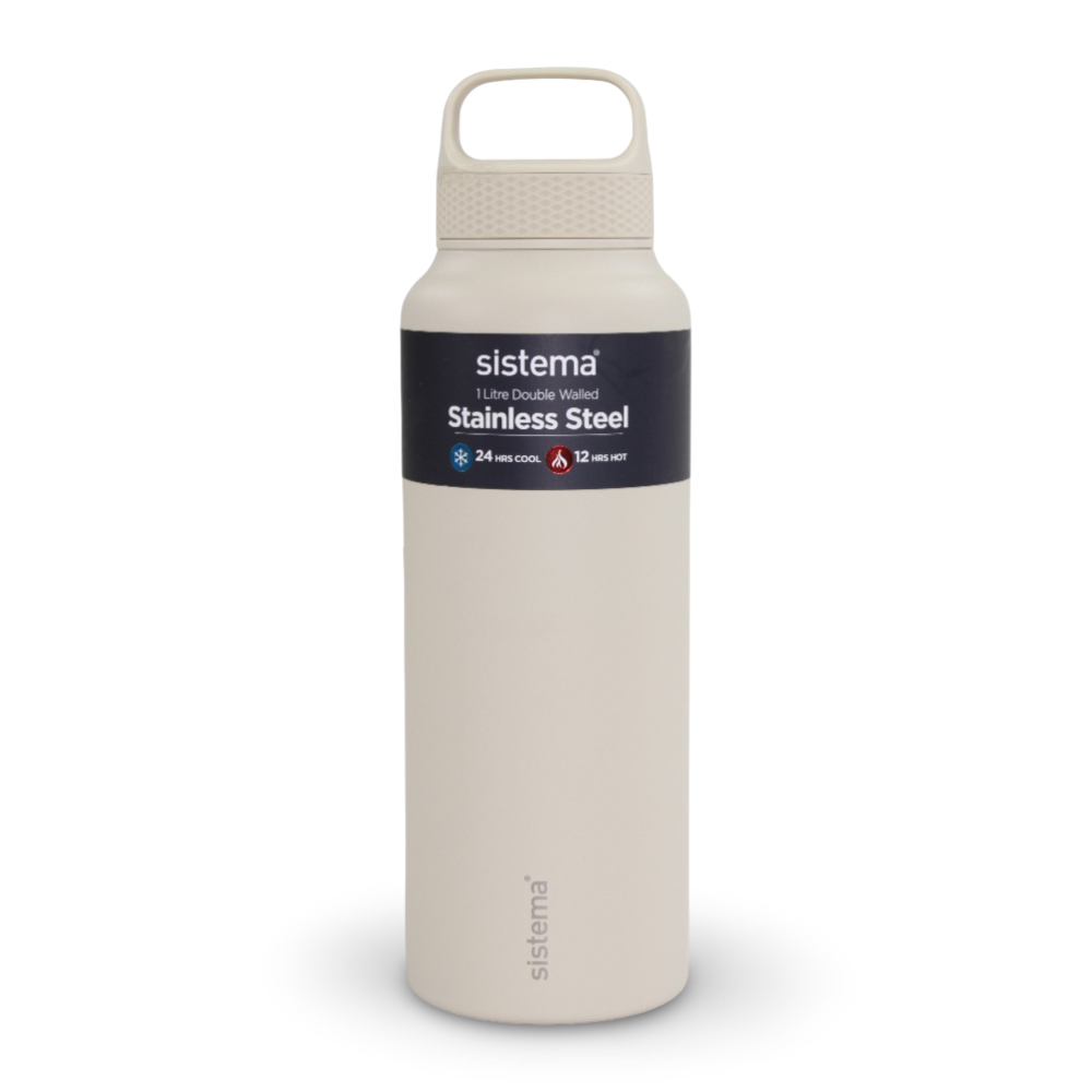 Sistema Double Walled Stainless Steel Water Bottle – Beige (1L)