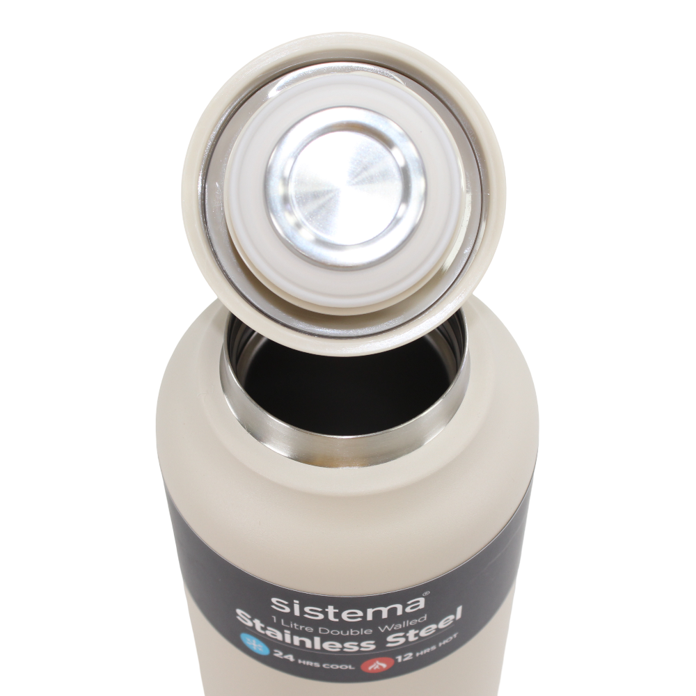 Sistema Double Walled Stainless Steel Water Bottle – Beige (1L)