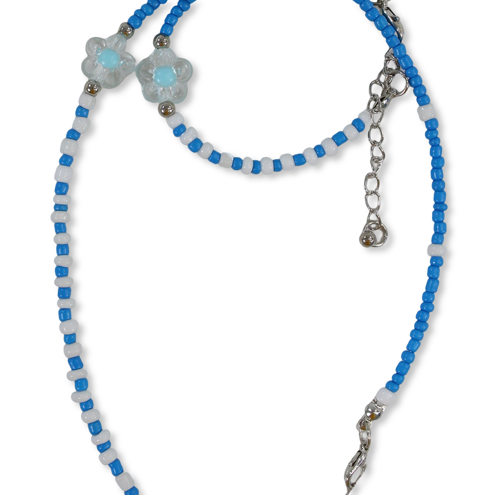 Flower Necklace Set - Blue