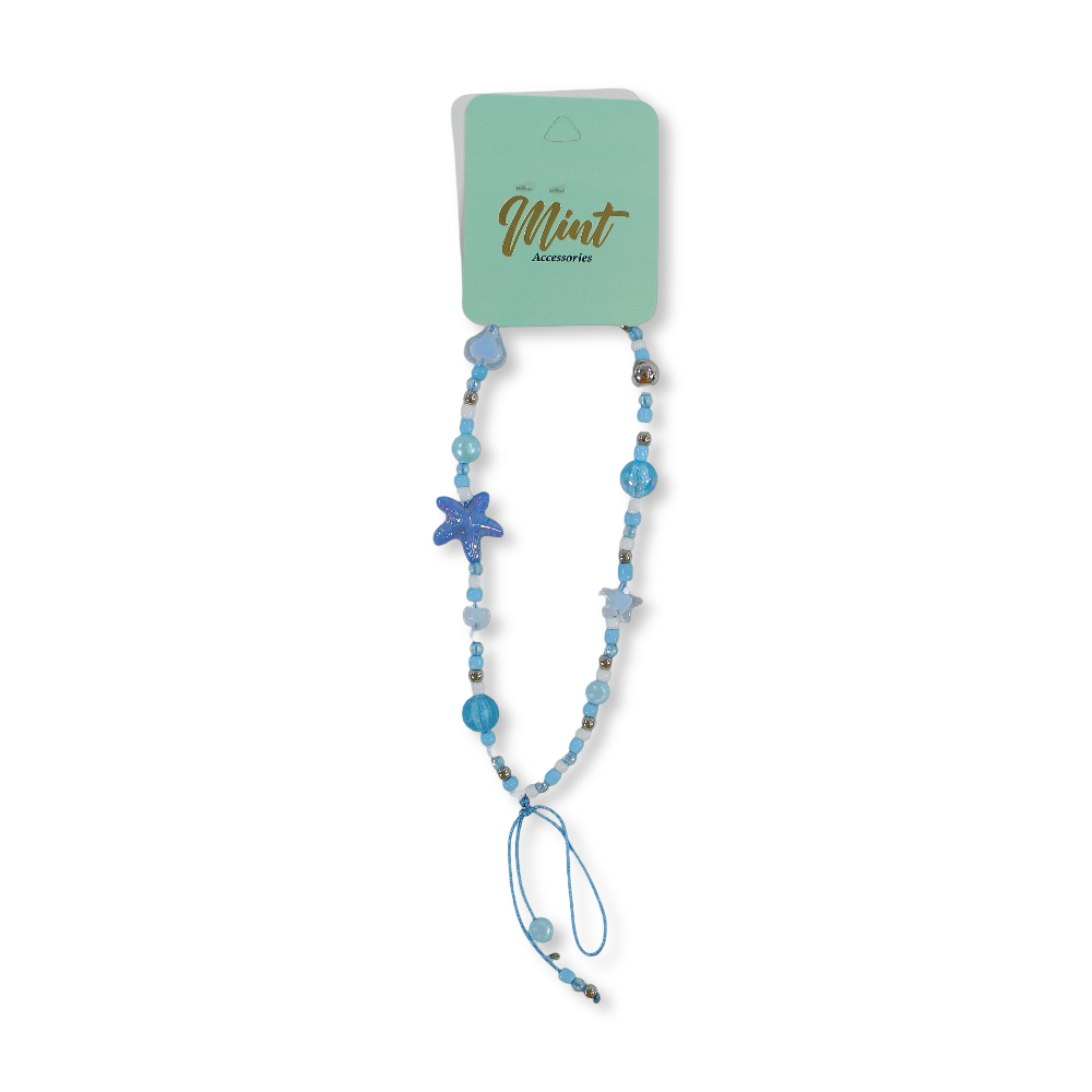 Beaded Mobile Phone Charm - Blue