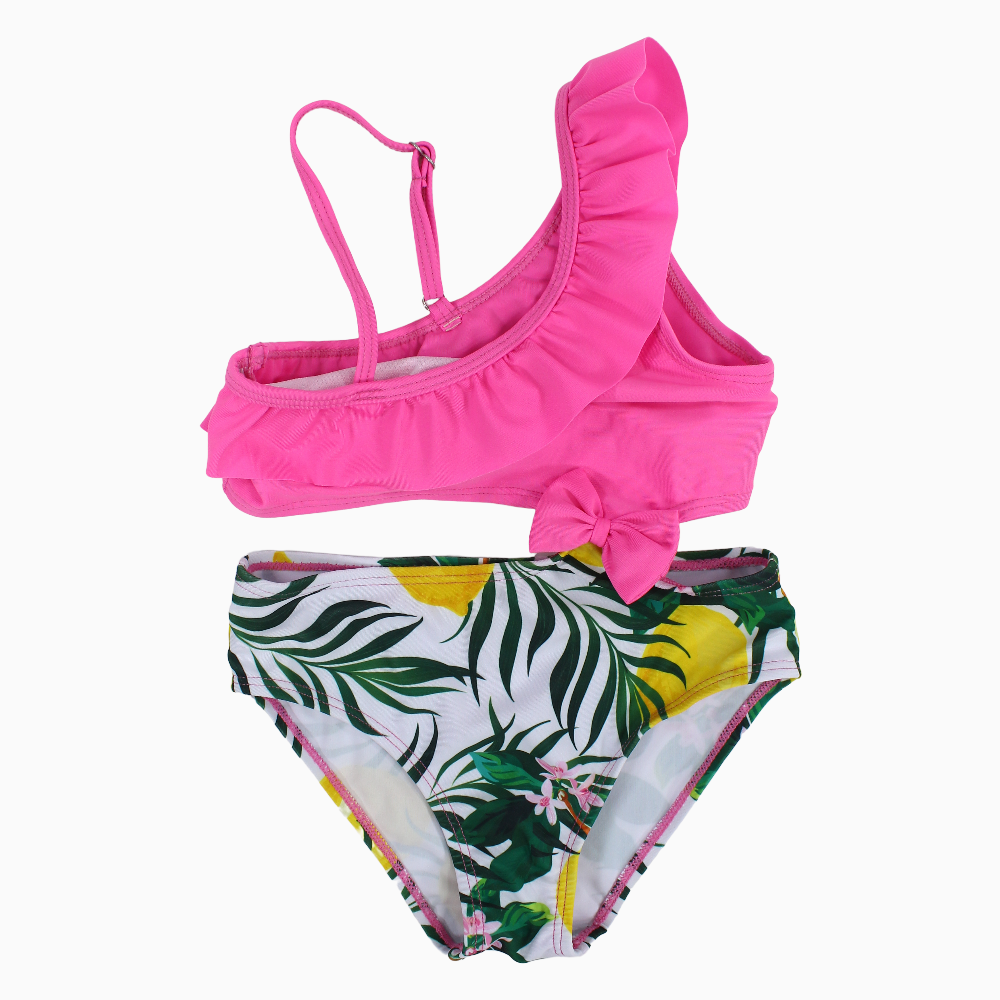 Girls Swimsuit – Pink with Bow & Floral Print