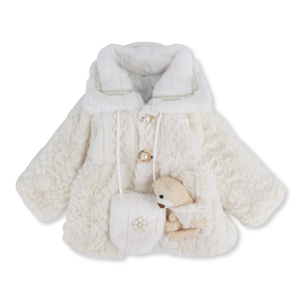 Girls Fleeced Jacket - Teddy Bear Detail