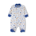 Baby Boys Velvet Baby Footie – Off-White with Crescent Moons, Stars, Clouds Print
