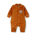 Baby Boys Velvet Baby Footie – Brick with "Pure Joy" Embroidery