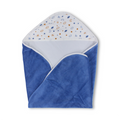 Cotton Baby Blanket – Off-White & Blue with Star, Moon, and Cloud Print