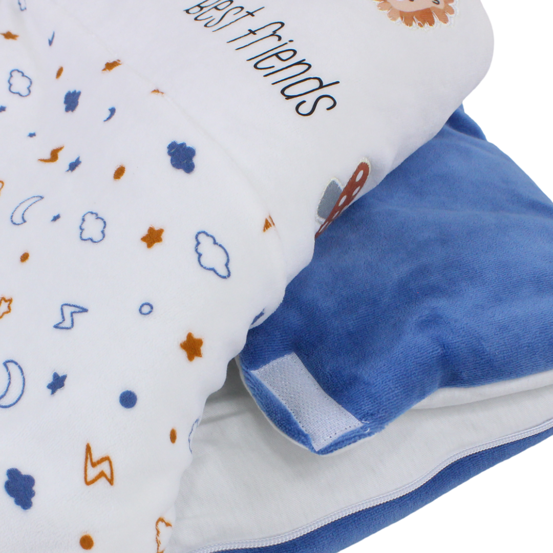 Velvet Baby Port – Off-White & Blue with "Best Friends" Print