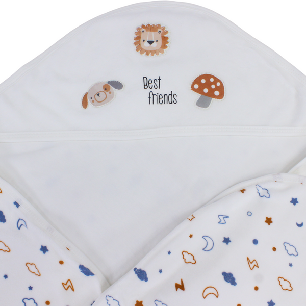 Cotton Baby Blanket – Off-White with "Best Friends" Print