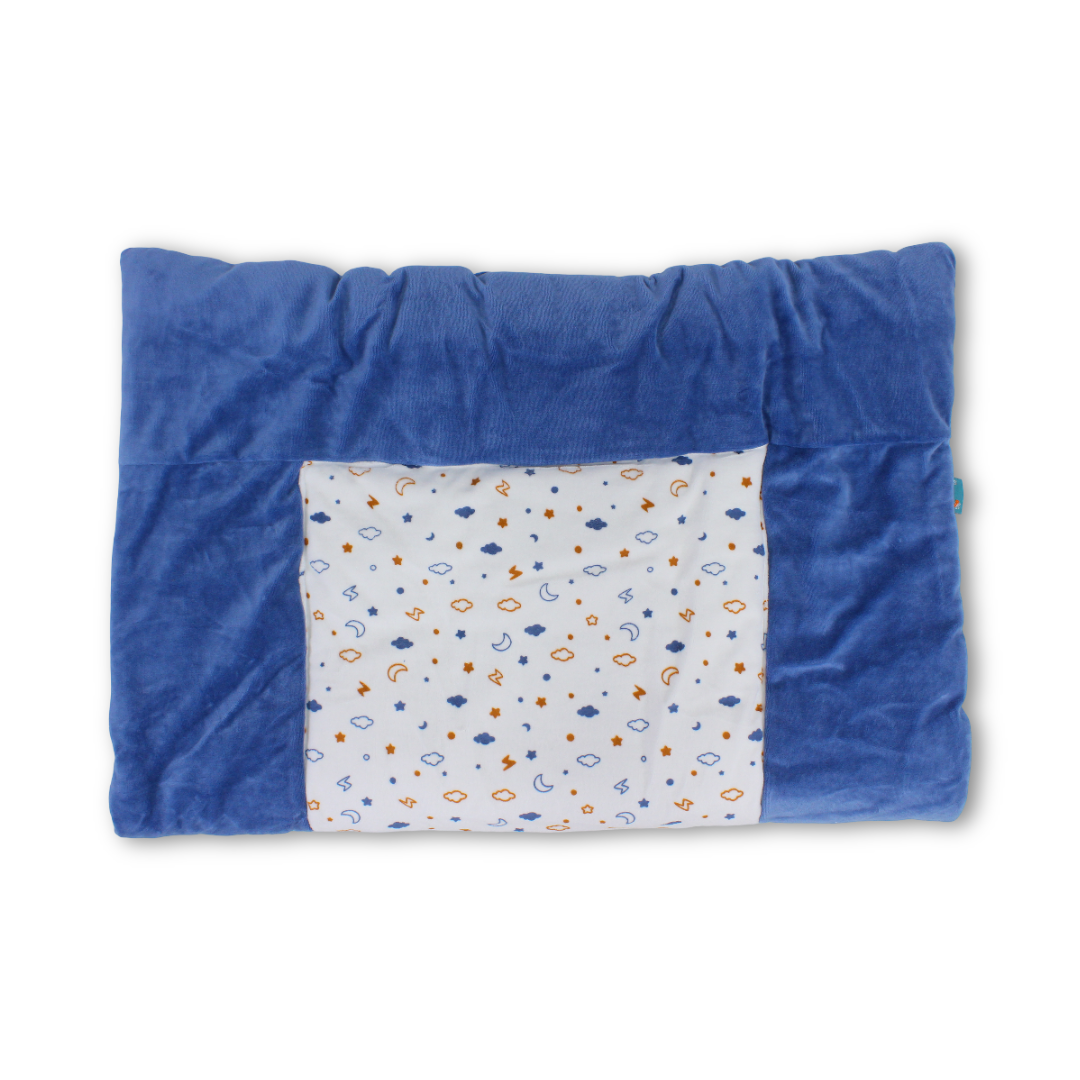 Velvet Baby Duvet – Off-White & Indigo with "Best Friends" Print