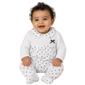 Baby Girls Velvet Baby Footie Onesie – White with Black Bow Design