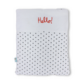 Velvet Baby Blanket – White with "Hello" Polka-Dot Pattern