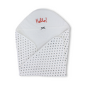 Cotton Baby Blanket – White with "Hello" Polka-Dot Pattern