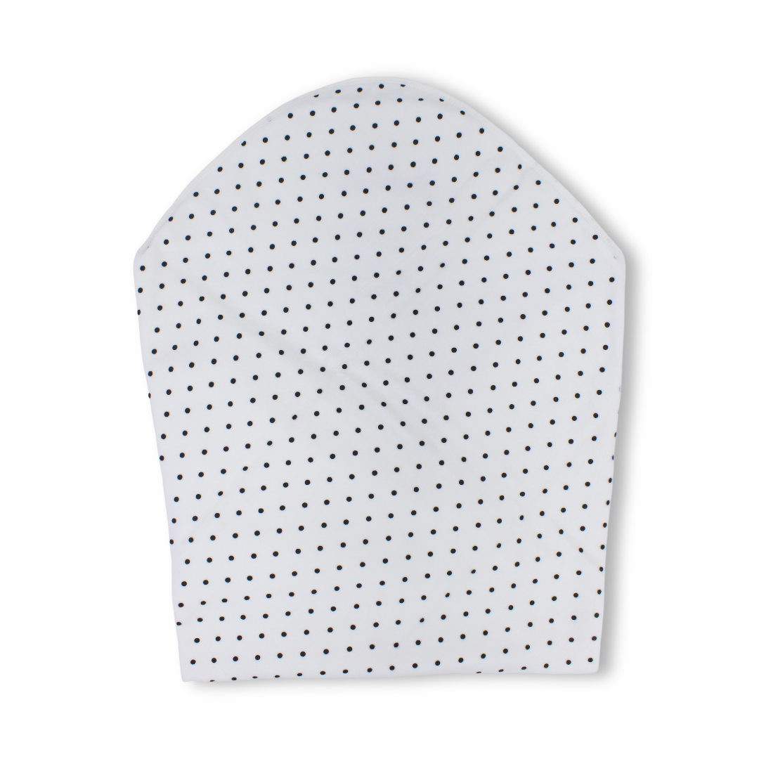 Cotton Baby Blanket – White with "Hello" Polka-Dot Pattern