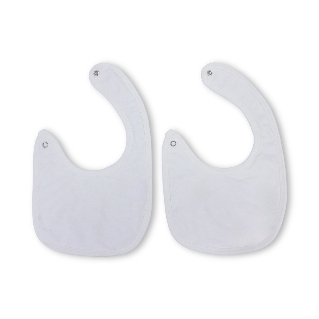 Velvet Baby Bib – White with "Bonjour" Polka-Dot Pattern